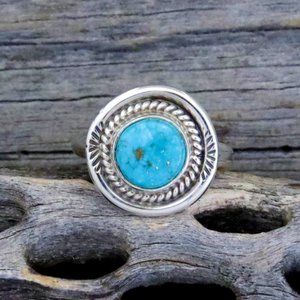 Turquoise Sterling Silver Ring, Pinkie Ring